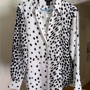 Rachel Zoe Black and White Spotted Button Down Shirt
